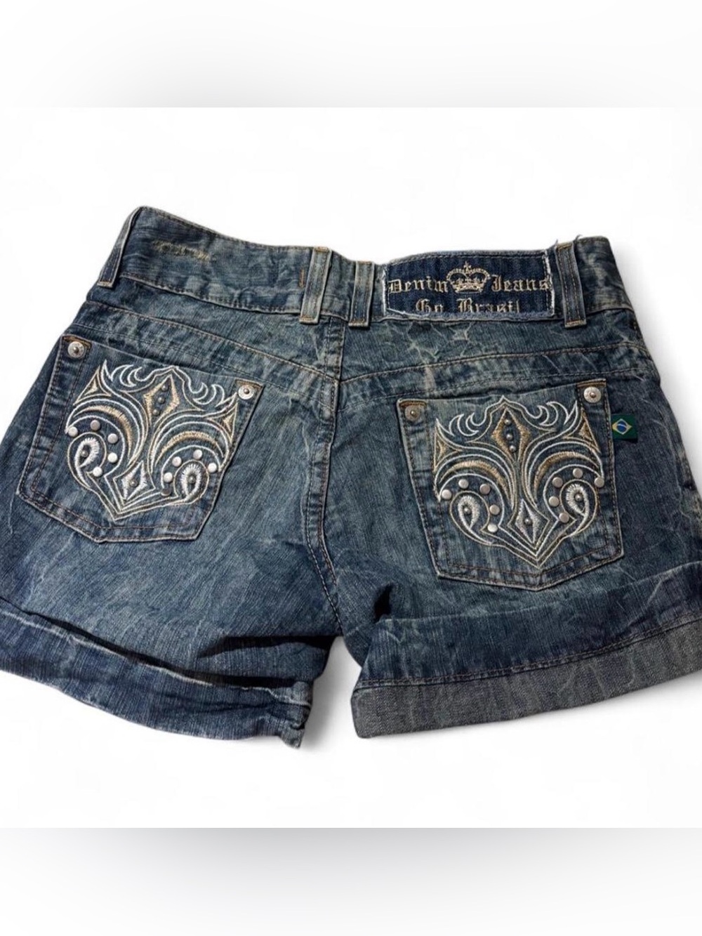 🇧🇷Y2K Rio vintage Brasil Embroidered Denim Shorts